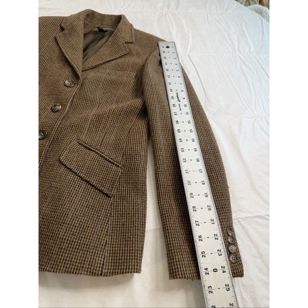 Lauren Ralph Lauren Women’s Brown Herringbone Wool Vintage Blazer Size 6 - Picture 6 of 10
